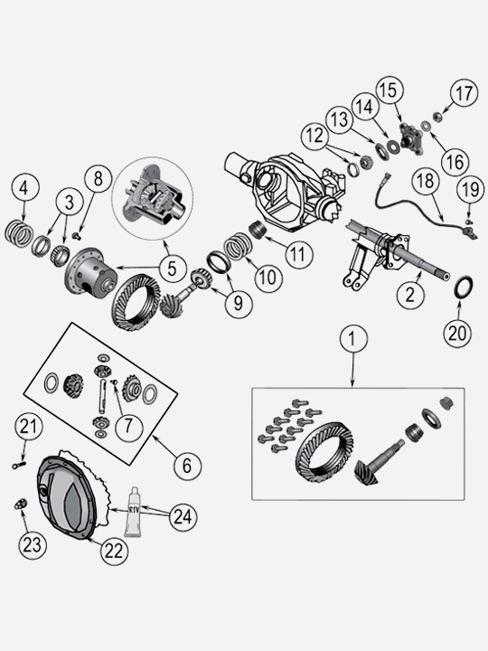 Hinterachse Dana 44 226mm für Jeep Grand Cherokee WH / WK