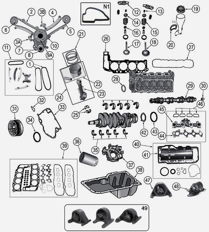 4,7 L 8 Zyl. V8 Motorteile für Jeep Grand Cherokee WJ / WG