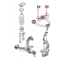 Preview: Jeep Commander XH XK Set Schrauben mit Muttern Querlenker vorne oben 06-10