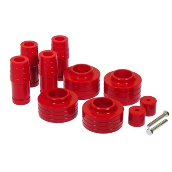 Jeep Wrangler TJ polyurethane spacer spring plate distance bushing set with axle stops 1.5" lift kit red Prothane 96-06