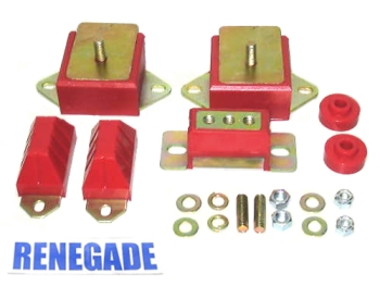 Jeep CJ 4,2 ltr. Engine Motor and Transmission Mount Bushing Kit red Polyurethane 76-86