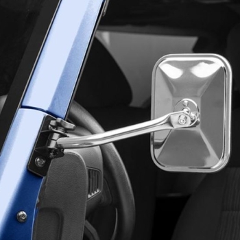 Jeep Wrangler TJ Rechteckiger Quick‑Release Außenspiegel Spiegel Edelstahl mit Schnellverschluss 96-06