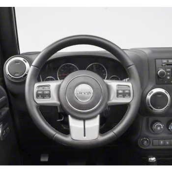 Jeep Wrangler JK 3pcs. Set Steering Wheel Accent Trim brushed silver 11-18
