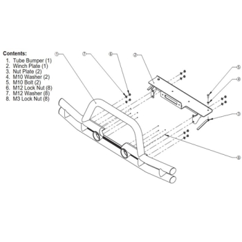 Jeep Wrangler JK 3" Doppelrohr Stoßstange vorne mit Frontbügel & Seilwinden Montageplatte schwarz 07-18