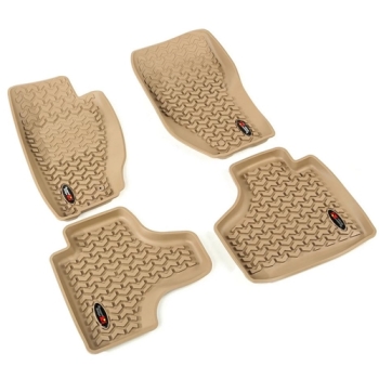 Jeep Cherokee Liberty KK Set front & rear TAN floor liners All Terrain Rugged Ridge 08-12