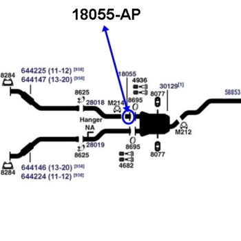 Preview: Jeep Grand Cherokee WK2 WK WH 3,6 ltr. Adapter Auspuffrohr vorne rechts zum Mittelschalldämpfer 11-20