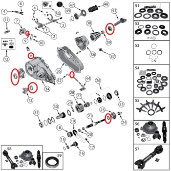 Jeep Wrangler YJ Simmerring & O-Ring Set NP231 Transfer Case 87-95