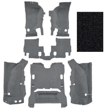 Jeep Wrangler JK 2türer Cutpile Orginal Style Standard Teppich Komplett Set Fussraum & Kofferaum schwarz 07-10