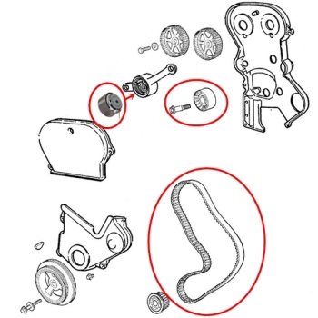 Jeep Wrangler TJ 2,4 ltr. Timing Belt Kit with Tensioner & Idler Gates 03-06