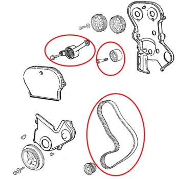 Jeep Cherokee Liberty KJ 2,4 ltr. Zahnriemen Set Umlenkrolle Spannarm mit Spannrolle Gates 03-05