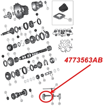 Jeep Cherokee Liberty KJ shift fork 5th & reverse gear NV3550 manual transmission model 2002