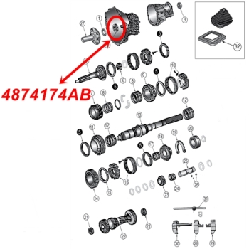 Preview: Jeep Cherokee XJ Lager Eingang vorne NV3550 Schaltgetriebe 00-01