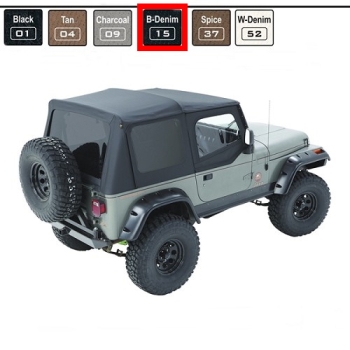 Jeep CJ7 Verdeck Ersatzverdeck Whitco mit Druckknöpfen inkl. Türplanen Black Denim Bestop 76-86