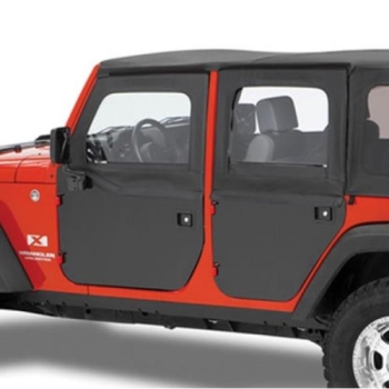 Jeep Wrangler JK Set front clip-on windows for High Rock Element half doors Black Diamond 07-18