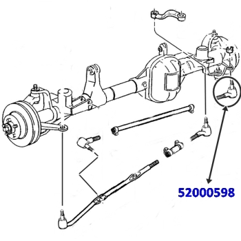 Jeep Cherokee XJ Steering Tie Rod End at left Steering Knuckle LHD 84-90