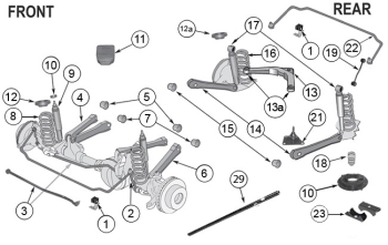 Jeep Grand Cherokee WJ WG Achsanschlag Gummipuffer vorne oben 99-04