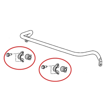 Jeep Grand Cherokee WH WK Set Schellen mit Stabigummis Ø33mm und Schrauben Stabi vorne 05-10