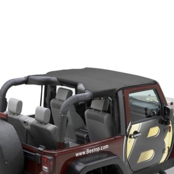 Preview: Jeep Wrangler JK 2-door Header Bikini Top Targa Style Black Diamond Bestop 10-18