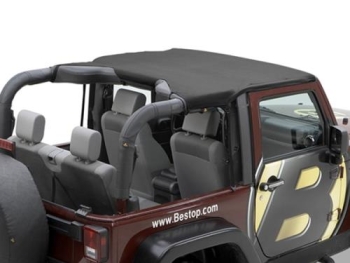 Jeep Wrangler JK 2-door Header Bikini Top Targa Style Black Diamond Bestop 10-18