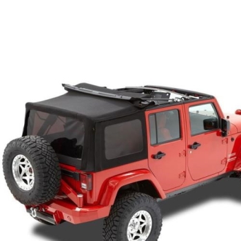 Jeep Wrangler JK 4-door Supertop NX folding top tinted windows Black Twill 3-ply Bestop 07-18