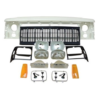 Jeep Cherokee XJ Frontmaske Kühlergrill und Scheinwerfer Kit schwarz 91-96