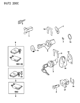 Jeep Wrangler YJ Cherokee XJ Lever Door Lock Cylinder Right Mopar 91-96