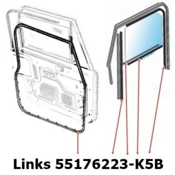 Preview: Jeep CJ Sealing Kit Door Seal Set 5-piece left solid steel doors 76-86