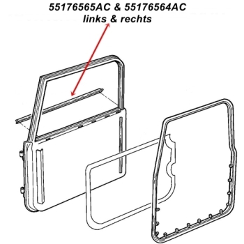 Preview: Jeep Wrangler TJ 2er Set Abstreifer Schachtleiste Dichtung Tür vorne außen 96-06