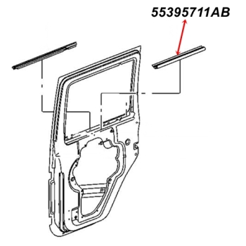 Preview: Jeep Wrangler JK inner Belt Weatherstrip for the left rear Door 07-18