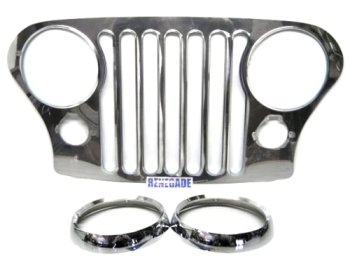Jeep CJ grille cover front grill stainless steel including headlight covers year 76-86