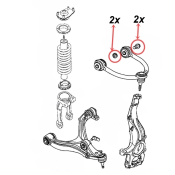 Jeep Commander XH XK Set Schrauben mit Muttern Querlenker vorne oben 06-10
