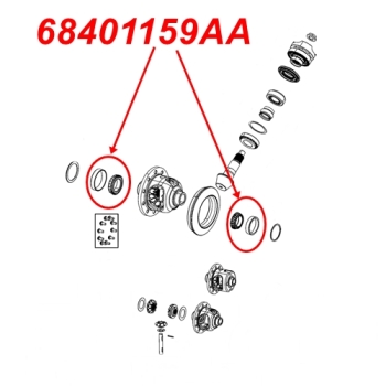 Jeep Wrangler JL Differential Korblager Satz 4-teilig Dana 44 AdvanTEK Hinterachse Spicer 18-