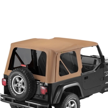 Jeep Wrangler TJ Convertible Top Replacement Cover with Tinted Windows for Original Top Brown Sailclorh Bestop 96-02