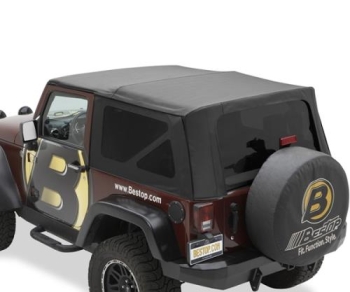 Jeep Wrangler JK 2-door replacement top, top cover, tinted windows, Black Sailcloth 11-18