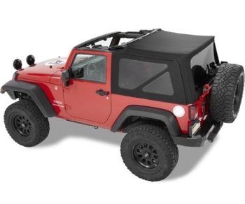 Jeep Wrangler JK 2 door convertible top replacement cover with tinted windows for original top Black Bestop 07-09