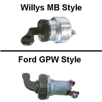 Jeep Willys MB Ford GPW Zündschalter mit glatter Blende Willys Style 42-45