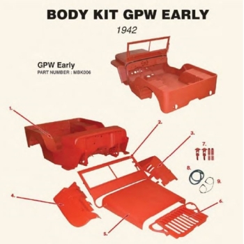 Ford GPW Early Body Kit Body Kit year 1942