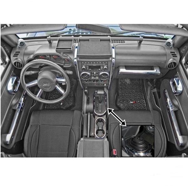 Jeep Wrangler JK 4door Chrome Interior Trim Accent Kit manual Transmission Rugged Ridge 07-10 Jeep Wrangler JK 4door Chrome Interior Trim Accent Kit manual Transmission Rugged Ridge 07-10