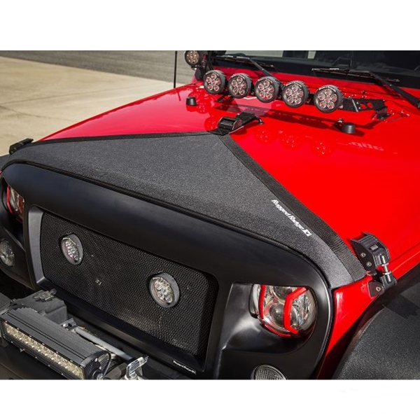 Jeep Wrangler JK black hood bra crush grain Vinyl Rugged Ridge 07-17 Jeep Wrangler JK black hood bra crush grain Vinyl Rugged Ridge 07-17