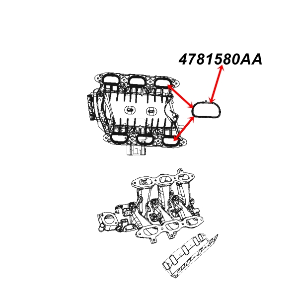 Jeep Wrangler JK 3,8 ltr. Intake Manifold Gasket to Upper Plenum 07-11