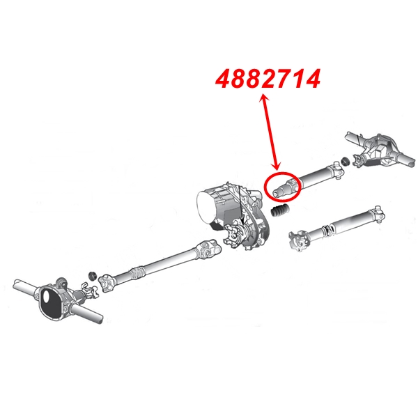 Jeep Wrangler TJ Slip Yoke rear Drive Shaft to NP231 Transfer Case