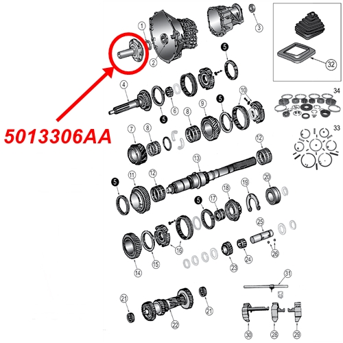 Jeep Wrangler TJ front Main Drive Gear Retainer NV3550 manual 