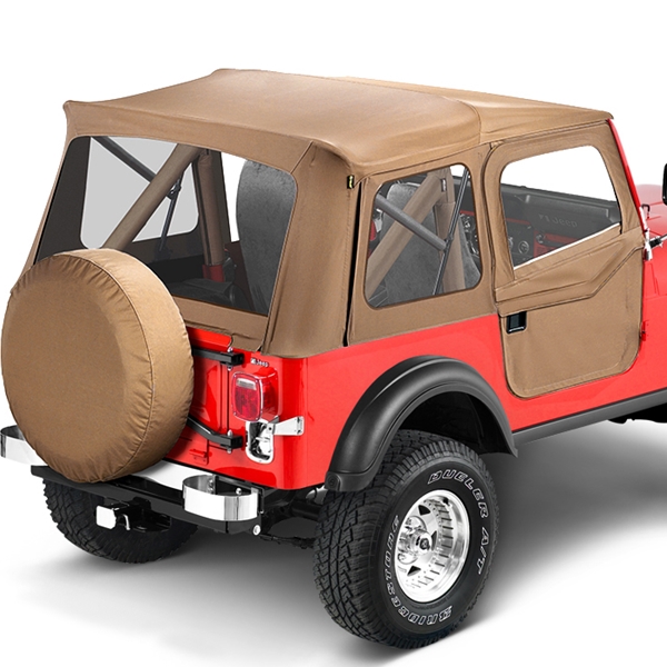 Jeep CJ CJ7 Wrangler YJ Supertop Soft Top with 2-piece Full Fabric Doors &  Spice Denim year 76-95