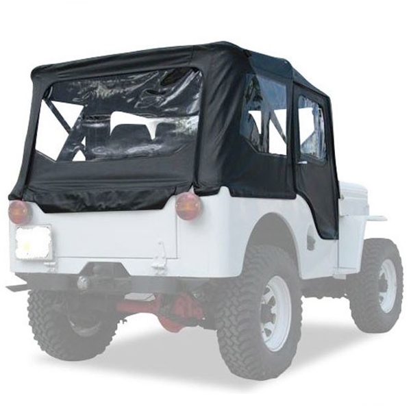 Jeep Cj3b Tigertop Complete Soft Top With One Piece Doors Black Crush Bestop 53 64