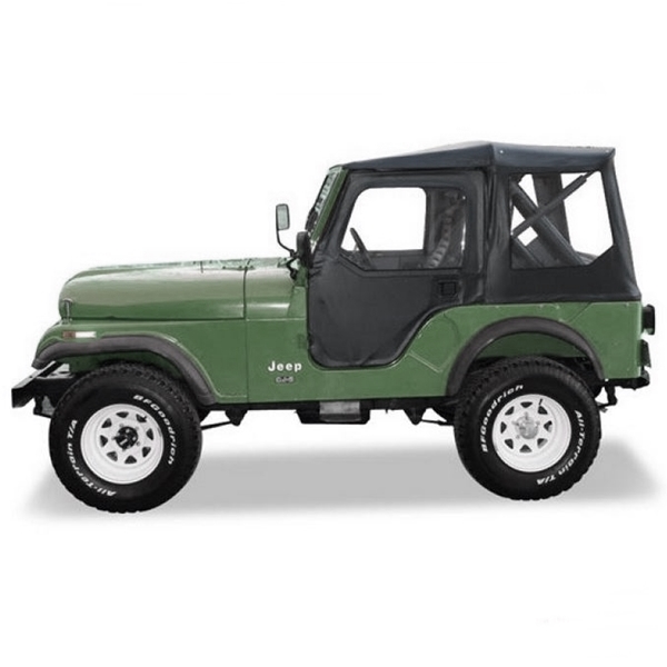 Jeep CJ5 Tigertop Complete Soft Top with onepiece doors Black Crush