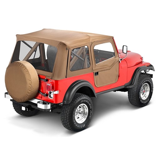 Jeep CJ CJ7 Wrangler YJ Supertop Soft Top with 2-piece Full Fabric Doors &  Spice Denim year 76-95