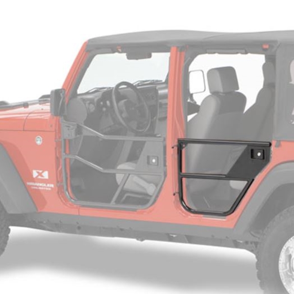 Jeep Wrangler JK Set rear Half Doors Element Tube Doors HighRock 4x4 satin  black year 07-16