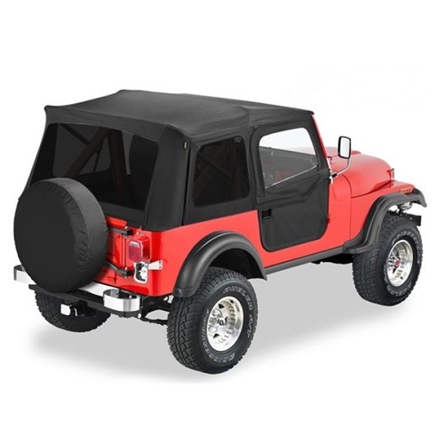 Jeep CJ Wrangler YJ Supertop Soft Top with 2-piece Full Fabric Doors &  tinted Windows Black year 76-95