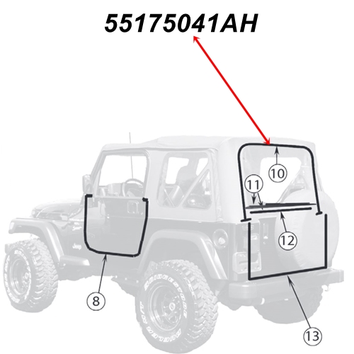 Jeep Wrangler TJ Dichtung Gummi unten Heckscheibe Hardtop 96-06 Jeep Wrangler TJ Dichtung Gummi unten Heckscheibe Hardtop 96-06