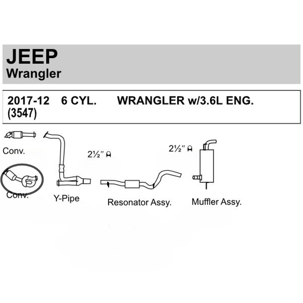Jeep Wrangler JK 3,6 ltr. front left Catalytic Converter Walker 12-18 Jeep Wrangler JK 3,6 ltr. front left Catalytic Converter Walker 12-18